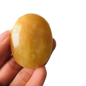 Crystal Yellow Aventurine Palm Stone Natural Healing Gemstone Carved Quartz Agate Crystal <b>Crafted</b> <b>Pebble</b> for Spiritual - Product Image 2