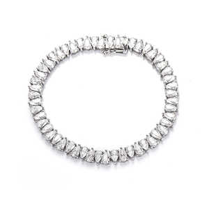 Pulsera DE TENIS Ice Out VVS Moissanite chapada en rodio pulseras de boda de corte de pera de oro blanco de moda Unisex Plata de Ley 925 - Product Image 2