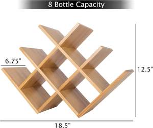 Bamboo 8 Bottle Wine <b>Rack</b>-Space Saving Tabletop Free Standing Wine Bottle Holder for Kitchen, <b>Bar</b>, Dining Room-Modern Storage - Product Image 4