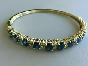 Sterling Silver <b>Gold</b> Plated Round Cut Moissanite <b>Bangle</b> Women's Jewelry Tishya Diamond Vintage Wedding Party Gift - Product Image 4