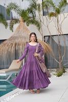 Vestido Largo de Mujer Tennecy, de Georgette, Antiarrugas, Reversible, de Secado Rápido, para Bodas Indias/Pakistaníes, Fiestas Diwali