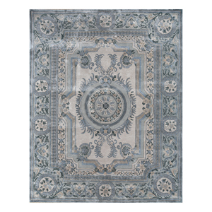 Tapis tuftés à la main Kora en laine et viscose, modèle Top-179, à poils longs et moelleux, pour la maison, la chambre, le salon, le couloir, motif médaillon rectangulaire - Product Image 1