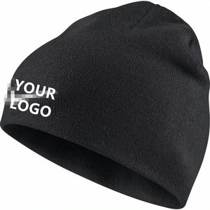 Gorro de punto acanalado, cálido, suave y acogedor, forrado de lana, ajustable, elegante, para exteriores, para clima frío - Product Image 1
