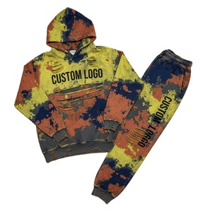 Luxury Unisex Outfit Heavyweight <b>Tie</b>-Dye Tracksuit with Sublimated Pullover Hoodie Sweatpants Custom Logo Streetwear for Winter - Product Image 6