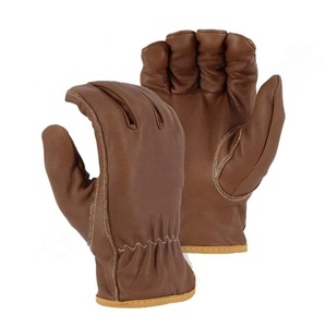 Heavy Duty Men's Leather <b>Gloves</b> Cut-l with Goatskin Arc Protective XL Size Oil & Water Resistant for Driving - Product Image 6