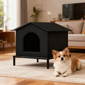 في الهواء الطلق للماء معزول خيمة الحيوانات الأليفة مرتفعة للقطط متعددة-استخدام جولة مأوى القط الضالة - Product Image 1