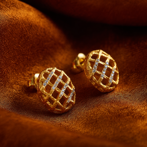 Rejilla cuadrada abstracta logotipo personalizado pendientes de circón Latón chapado en oro joyería personalizada - Product Image 6