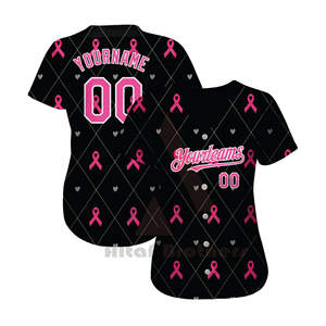 Camisetas de Béisbol Rosas Personalizadas, Ropa Deportiva de Verano de Poliéster de Primera Calidad, Transpirable, de Secado Rápido, Cuello en V, Logotipo Personalizado, Último Modelo - Product Image 6