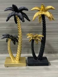 Tropi Twins decoración de palmera en resina de doble tono oro y Negro figuritas de acento de mesa - Product Image 2