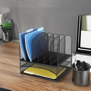 Bền màu đen kim loại sắt dây lưới 2-khay 6-sorter văn phòng bàn tổ chức tập tin tài liệu chủ Máy tính để bàn lưu trữ giá - Product Image 3