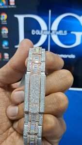 Montre de luxe pour homme en acier inoxydable, style hip-hop, avec diamants Moissanite VVS, sertissage complet pavé, 41 mm, analogique à quartz - Product Image 2