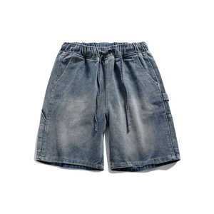 Pantalones Cargo de Mezclilla Delgada para Hombre, Estilo Veraniego, Marca de Moda Urbana, Lavado Vintage, Diseño Personalizado, Pierna Recta Holgada, Cierre de Cremallera en la Mitad - Product Image 5