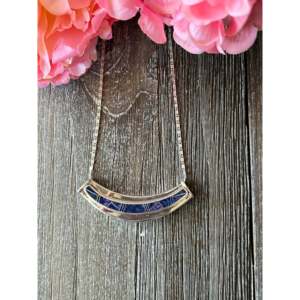 Navajo Style <b>Necklace</b> <b>Opal</b> Sterling Silver Inlay Geometric Anchor Pattern Number Beads Stylish Trendy for Party Wedding Gift - Product Image 1