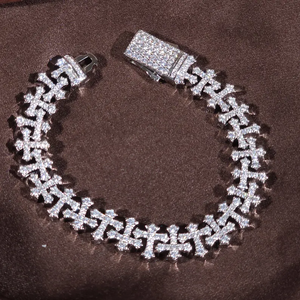 Bracelets à maillons cubains en argent sterling 925 Pierres de moissanite à la mode Testeur de diamants pour la fête de mariage - Product Image 4