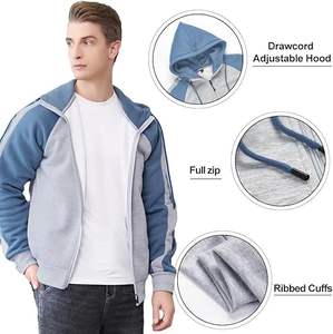 Men's <b>Zip</b> Up <b>Hoodie</b> Color Block Long Sleeve Casual Sweatshirt with <b>Pocket</b> - Product Image 2
