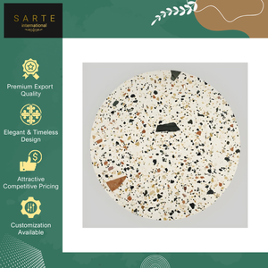 Plateaux de table en terrazzo de marbre naturel de qualité supérieure, faits à la main, forme dorée, design moderne écologique, table basse / table d'appoint - Product Image 4