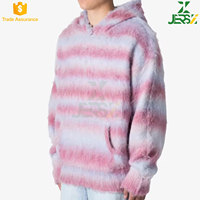 Pull en mohair à col rond pour homme, à manches longues, avec logo personnalisé, tricoté à la machine, à rayures, à capuche, décontracté, hiver, couleur et taille personnalisées
