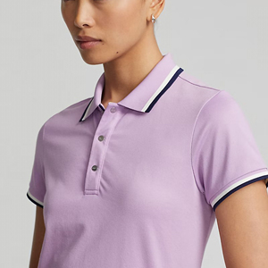 Polo de mujer 100% algodón al por mayor logotipo bordado personalizado transpirable manga corta color sólido cómodo Polo de mujer - Product Image 4