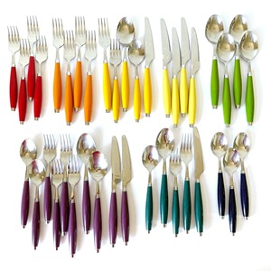 Manche en bois couleur argent plaqué fini ensemble de couverts en acier inoxydable de 5 cuillères fourchette couteau couverts pour une utilisation à la maison - Product Image 2