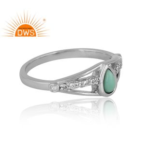 แหวนพลอยสีเงินอาริโซน่าสีเทอร์ควอยซ์และสีขาวประดับบุษราคัมเครื่องประดับดีไซน์ตามสั่งสำหรับผู้หญิงของขวัญสำหรับผู้หญิง - Product Image 4