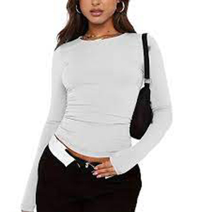 T-shirts pour femmes, nouveau design, tendance, haute qualité, coupe ajustée, soie/coton, anti-rides, col mandarin, produits d'exportation Bangladesh - Product Image 5