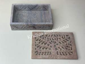 Boîte à bijoux en stéatite naturelle pure de style moderne fabriqué à la main meilleur prix décor à la maison avec sculpture en forme de rectangle - Product Image 2