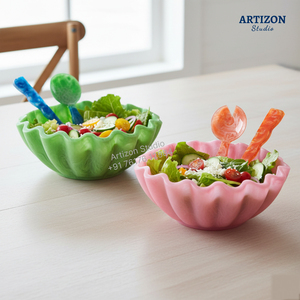 Vente en gros de vaisselle artisanale en polyrésine de qualité Bols à salade créatifs en résine pour pâtes aux fruits texture marbrée verte pour les fêtes - Product Image 4