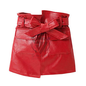 Nouvelle jupe courte asymétrique en peau de mouton rouge tendance pour femme 2026 - Product Image 1