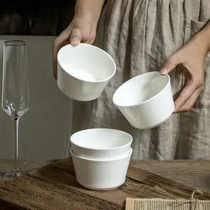 Plain White Nordic Soup Custom Logo Wholesale Porcelain Bowl Hotel Restaurant Ceramic Bowl for Rice Soup Salad Bowl