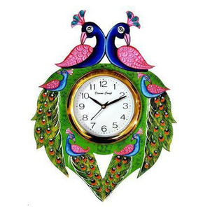 Reloj de lujo moderno y de moda para sala de estar colgante creativo Animal pájaro nacional Pavo Real Reloj de pared Relojes de luz de Metal - Product Image 1