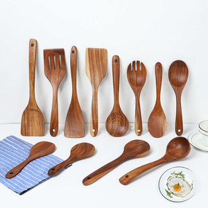 Customized <b>Wooden</b> <b>Spatula</b> Utensil Wood Kitchen Cooking Tools Set Salad Acacia Wood Cookware Spoon for Nonstick Pots - Product Image 5