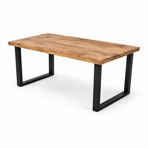 Handmade <b>Solid</b> Mango <b>Wood</b> Dining <b>Table</b> | Industrial & Modern Rustic Design | Black Metal U Legs Dining Room Furniture Akku Arts - Product Image 1