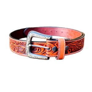 Ceinture en cuir de vachette vintage fabriquée en Inde avec boucle en acier, largeur de 1 à 1,5 pouces, artisanale, travaillée à la main pour un look traditionnel - Product Image 3