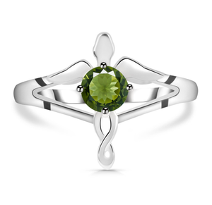 Anillo de piedras preciosas de moldavita Plata de Ley 925 estilo clásico Chapado en plata ajuste de punta regalo de boda de moda para fiestas - Product Image 1