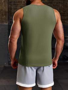 Lot de 2 débardeurs côtelés décontractés pour hommes, t-shirts d'entraînement sans manches en tricot, t-shirt de fitness Muscle Gym - Product Image 3