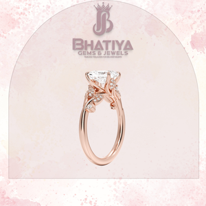 Anillo de diamante de corte radiante Pave Leaf Vine Band Anillo de compromiso chapado en oro de 18K Joyería fina al por mayor personalizada - Product Image 4