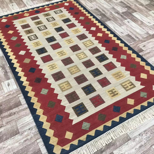 Luxurious European Style Modern Custom Handmade Wool Silk High Pile Washable Geometric Pattern Square Praying <b>Mat</b> for Kids - Product Image 1