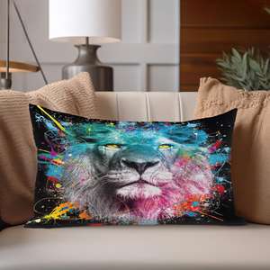 Almohada con estampado moderno abstracto de león vibrante, suave, personalizada, artística, 24 x 24 pulgadas, 60 x 60 cm - Product Image 4
