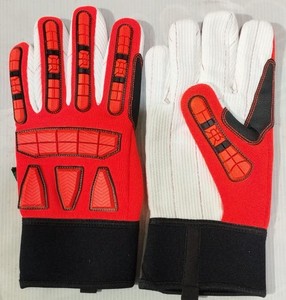 Guantes DE SEGURIDAD Premium Oil Gas TPR HI VIS Guante mecánico de espalda naranja con material de cuero Forro de algodón para protección en el lugar de trabajo - Product Image 5