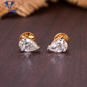 ต่างหูสตั๊ดลูกแพร์4.00 TDW labgrown hpht/cvd เพชร VS1ความชัดเจนมาตรฐาน IGI ทอง18K พร้อมเครื่องประดับใส VS1 - Product Image 4