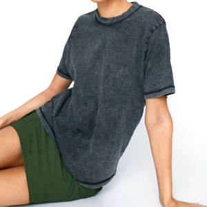 Nueva camiseta de invierno de gran tamaño para mujer con lavado ácido, venta al por mayor, camiseta personalizada en blanco con lavado ácido para mujer a la venta - Product Image 4