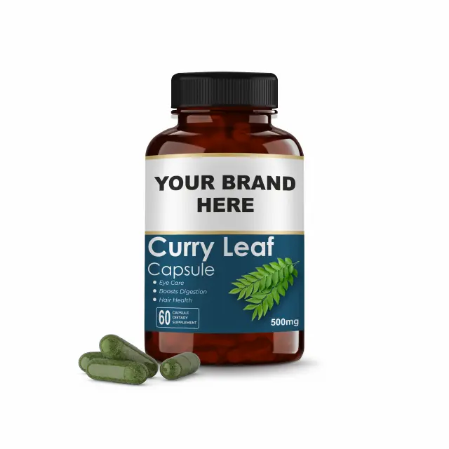 Natural Plant Based Curry Leaf Capsules | Herbal Supplement | Vegetarian Capsules | (60,90,120 Capsules)