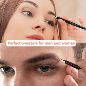 Pinzas de cejas puntiagudas de acero inoxidable para depilación y pinzas de injerto de pestañas herramienta de maquillaje con punta puntiaguda inclinada de Metal - Product Image 4