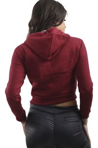 2025 New Arrival Thick Terry Embossed <b>Crop</b> <b>Top</b> Hoodie Women Custom Polar Fleece Full Zip up Embossed Sweatshirt - Product Image 2