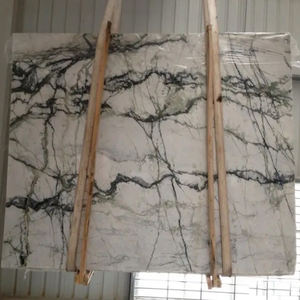 2022 Vente en gros de dalles de marbre blanc Clivia de haute qualité Carreaux Veines vertes polies Design moderne pour la décoration de comptoir d'intérieur - Product Image 3