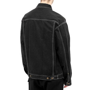 Veste en jean personnalisée Flyingkick Enterprises bleu délavé 2025 avec surpiqûres contrastées pour homme, lavage vintage noir, style urbain, hiver - Product Image 2