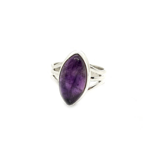 Anillo de piedras preciosas de amatista Marquise Cab, Plata de Ley 925 con ajuste de bisel Chapado en plata, anillo de moda para fiesta de regalo de boda - Product Image 1