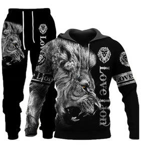 Ensemble de sweatshirts à capuche The Tiger imprimés en 3D pour hommes, survêtement lion/pull/veste/pantalon, vêtements de sport automne hiver pour hommes - Product Image 4