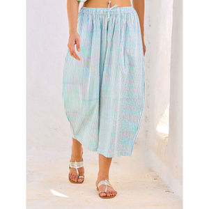 Women's High-Waisted Wide-Leg Cotton <b>Palazzo</b> Pants-Breathable Casual Trousers with Elastic Waist - Product Image 3
