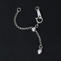 Chaîne d'extension pour collier et bracelet en argent sterling 925, breloque cœur de 4,5 cm, perle de 0,6 g, apprêts de bijoux pour femmes